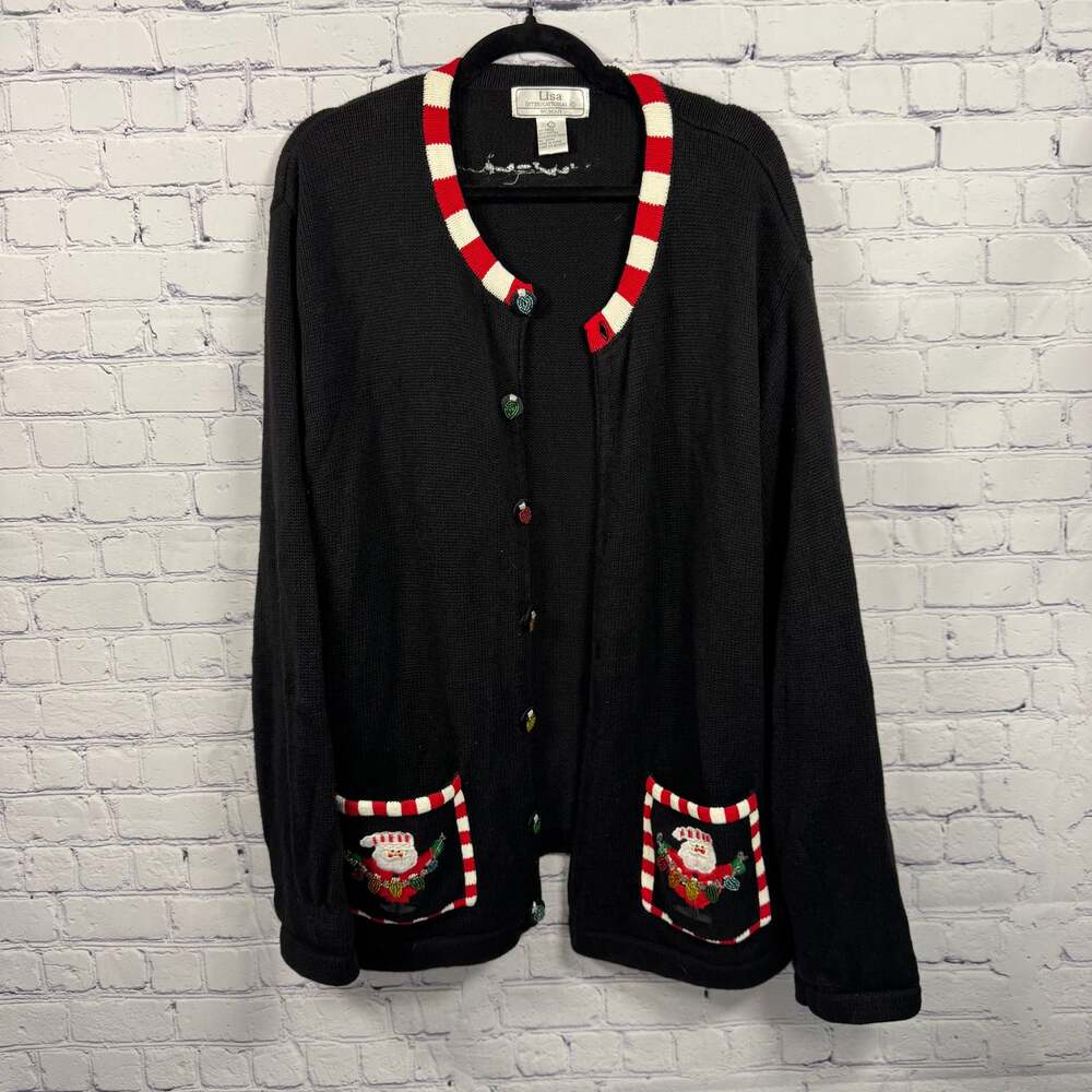 Lisa international Santa Christmas Cardigan 3X